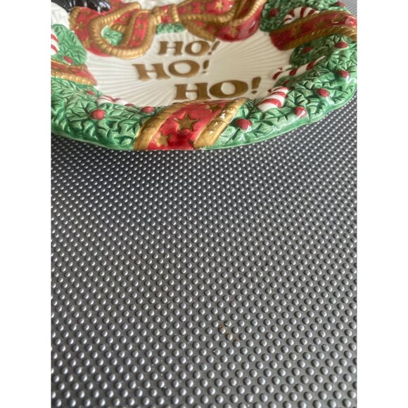 Fitz & Floyd Essentials Santa Wreath Platter “Ho Ho Ho” Christmas Plate 8" - Picture 6 of 7